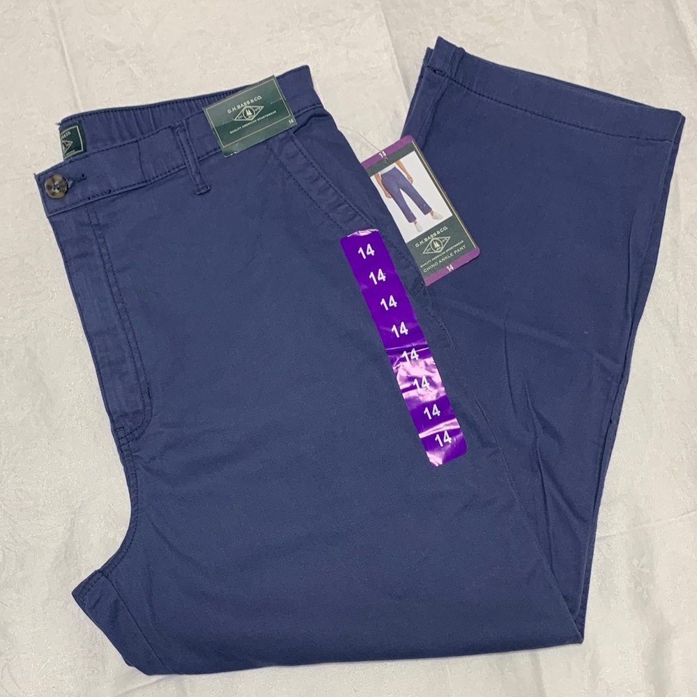 NWT G.H. Bass & Co. Women's Blue Cropped Ankle Pants - Picture 5 of 7